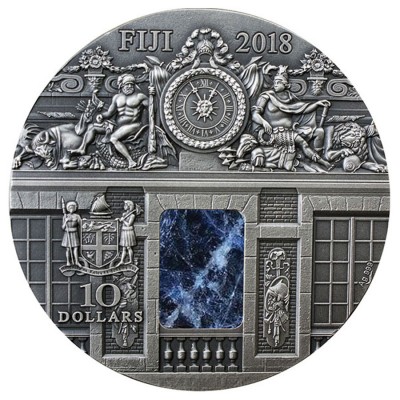 Fiji The War Rooms Versailles Series MASTERPIECES IN STONE Silver coin $10 Antique finish 2018 Genuine sodalite inset 3 oz